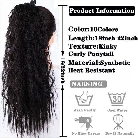 New 22” Wavy Brown Ponytail - Picture 3 of 6